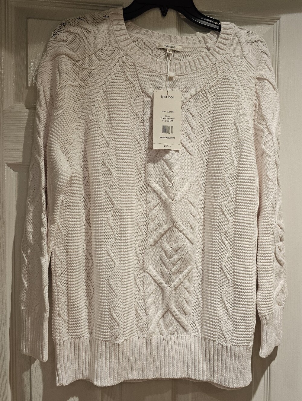 Tyler Boe Cream Cable Crewneck Sweater